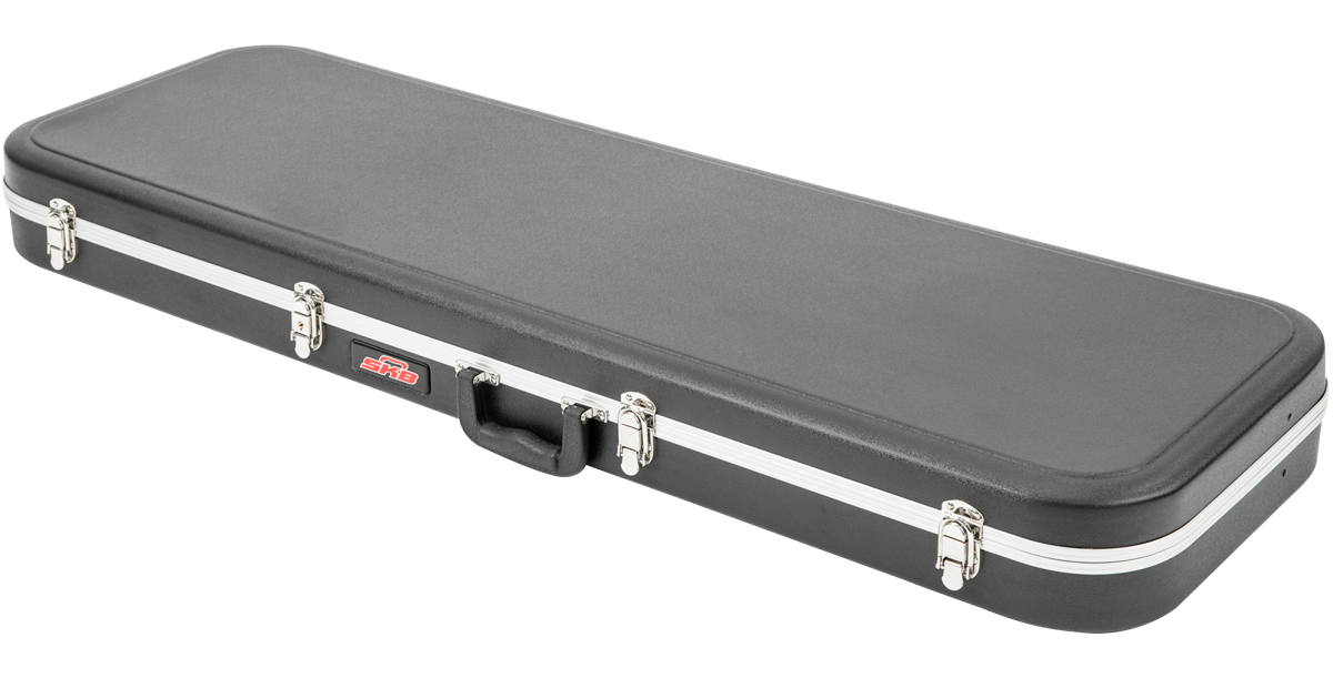 Electric Bass Guitar Case - Economy shown closed at an angle, featuring reinforced edges and ergonomic handle for easy carrying.