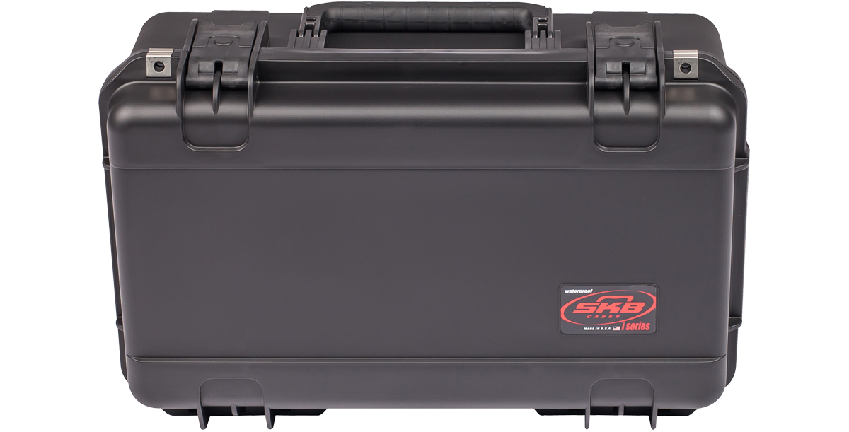 Back view of iSeries 2011-8 waterproof carry-on case with SKB branding. Designed for impact resistance and corrosion protection.
