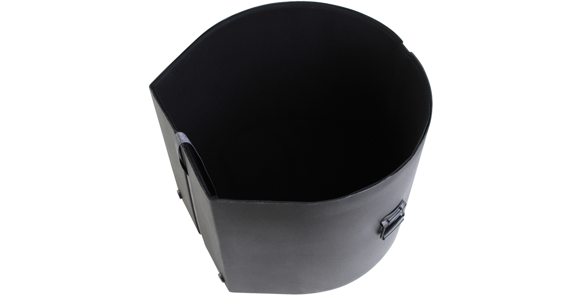 Open top view of the 18 x 24 bass drum case showing padded interior for secure drum fit and impact protection during travel.