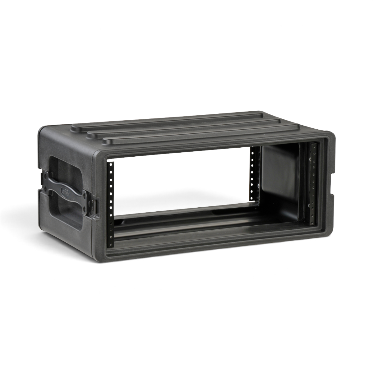 Empty 4U Shallow Rack Case - Durable Equipment Storage with molded LLDPE shell and steel rails for secure rackmount gear installation.