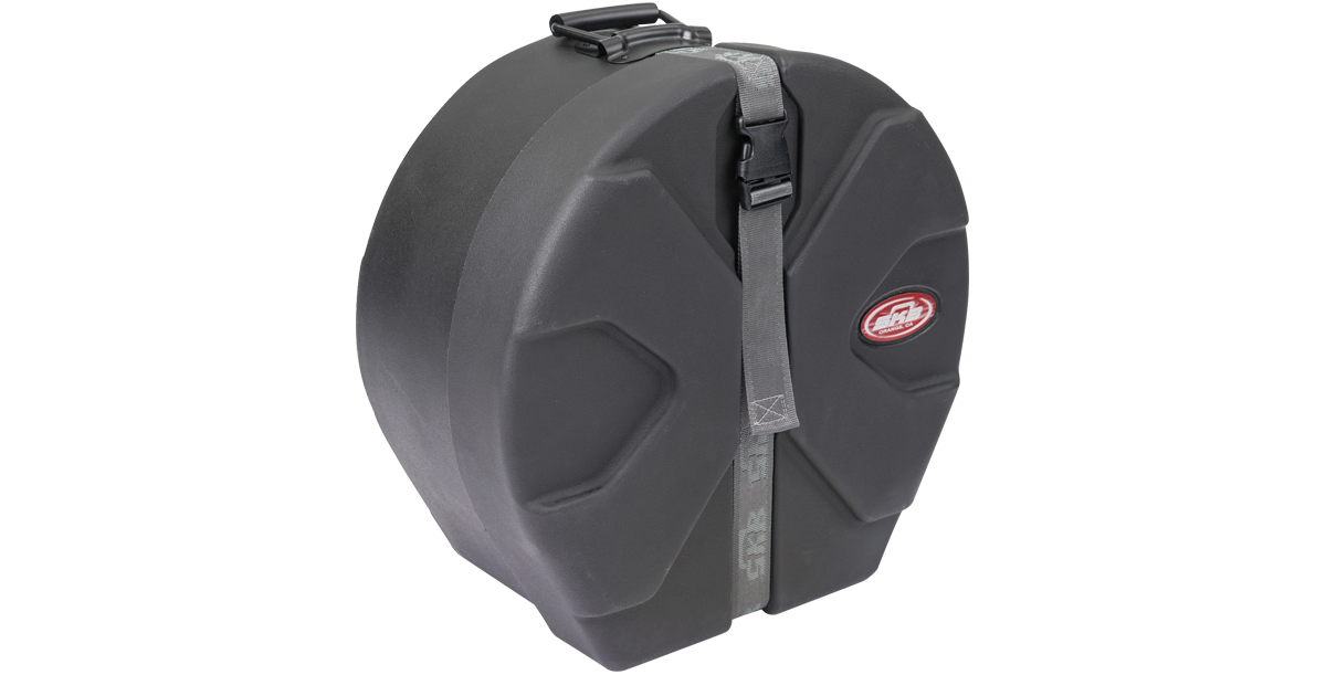 SKB Drum Package case with rugged exterior and strap system designed for floor tom drum protection and easy handling.
