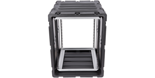 Front view of 24-Inch Shockproof Rack Case for Electronics with open frame, ideal for protecting sensitive gear in rugged environments.