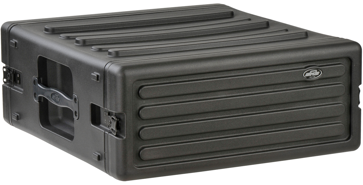 Closed rear view of 4U rSeries Rack - Durable Rack Mount Case with reinforced back panel and stackable design for accessory kit organization.