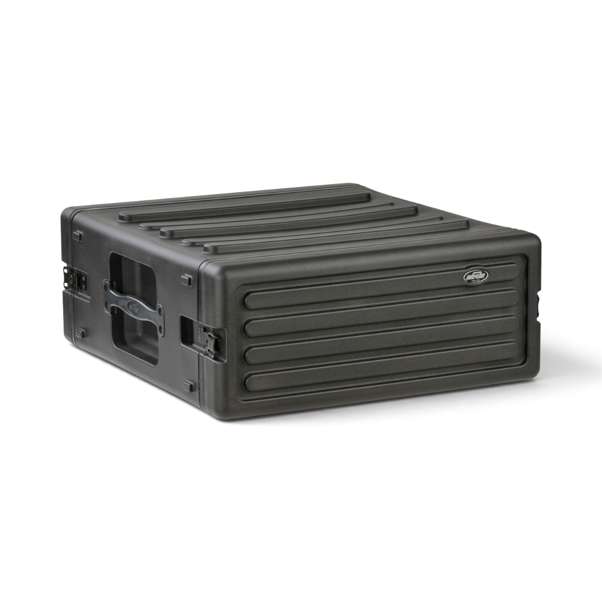 Closed rear view of 4U rSeries Rack - Durable Rack Mount Case with reinforced back panel and stackable design for accessory kit organization.