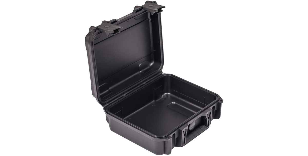 Open iSeries 1209-4 waterproof injection molded case with empty interior, ideal for storing vacuum or photo accessories in harsh environments.