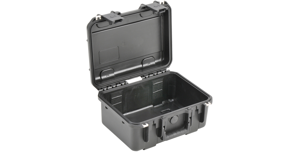 Open iSeries 1309-6 waterproof case showing empty interior and durable polypropylene shell for secure storage and protection.