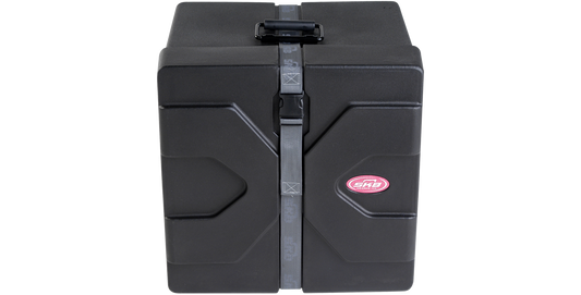Front view of 11 x 13 Marching Snare Drum Case featuring patented Roto-X durable design and molded feet for stability.