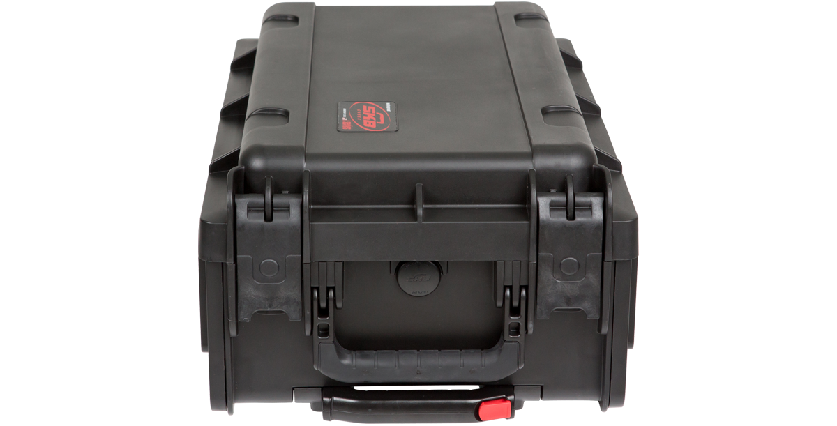 Side view of 2U Rack Case with handle and TSA lock, built for secure and convenient transport of studio equipment.