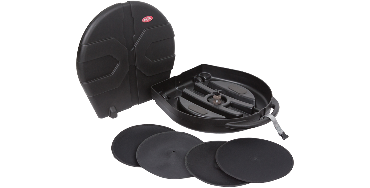 Open Rolling Cymbal Vault with foam dividers and molded interior, ideal for safely storing and transporting 8 cymbals up to 24 inches.