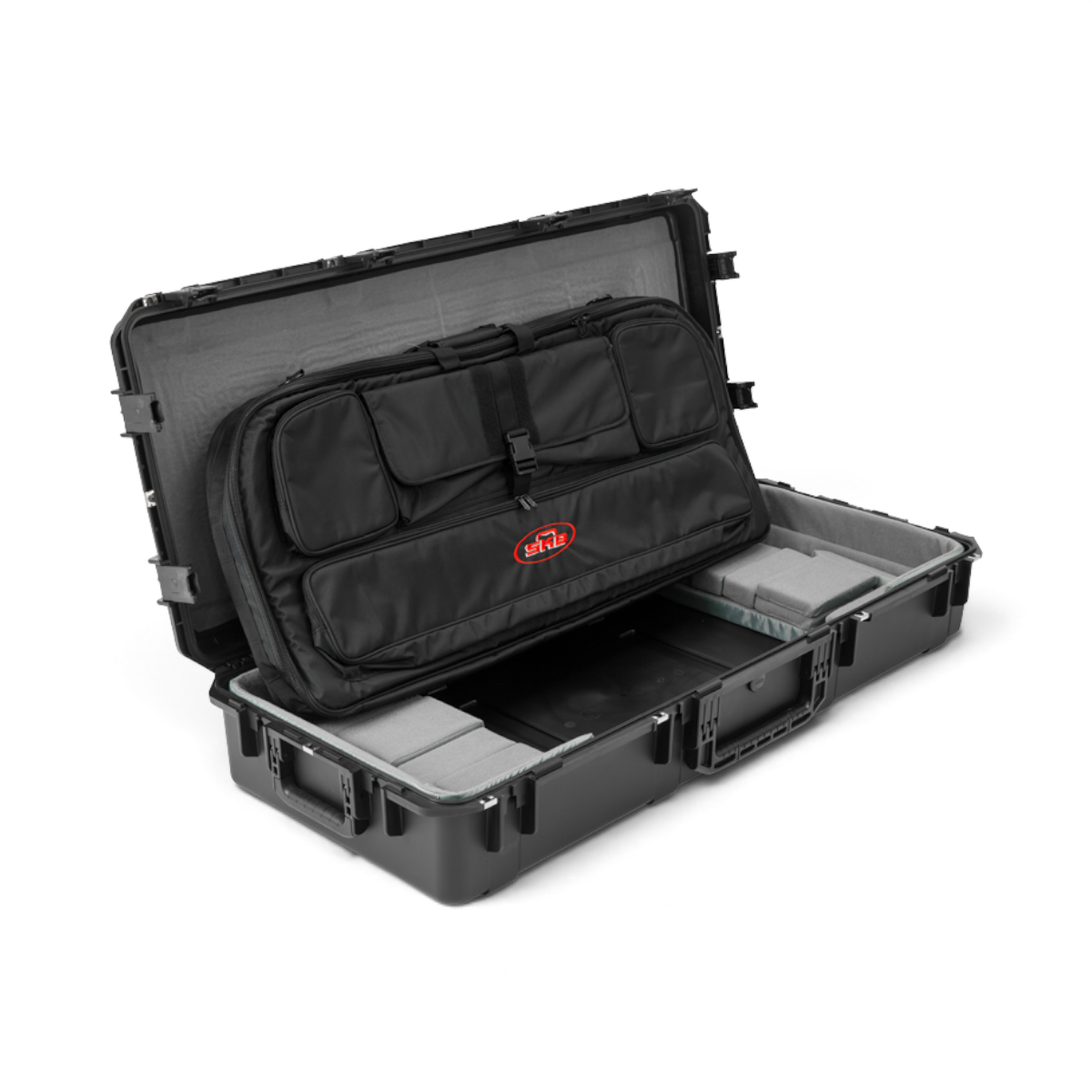 SKB Cases iSeries hard-soft combo archery case with a durable black hard shell and internal soft equipment bag.
