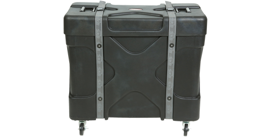 Front view of Trap X2 Drum Case - Roto Molded showing reinforced straps and rugged design for secure, mobile drum accessory storage.