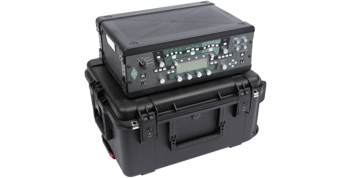 3U Injection Molded Fly Rack with Kemper Profiler on rugged iSeries case, built for lightweight, shock-resistant audio transport.
