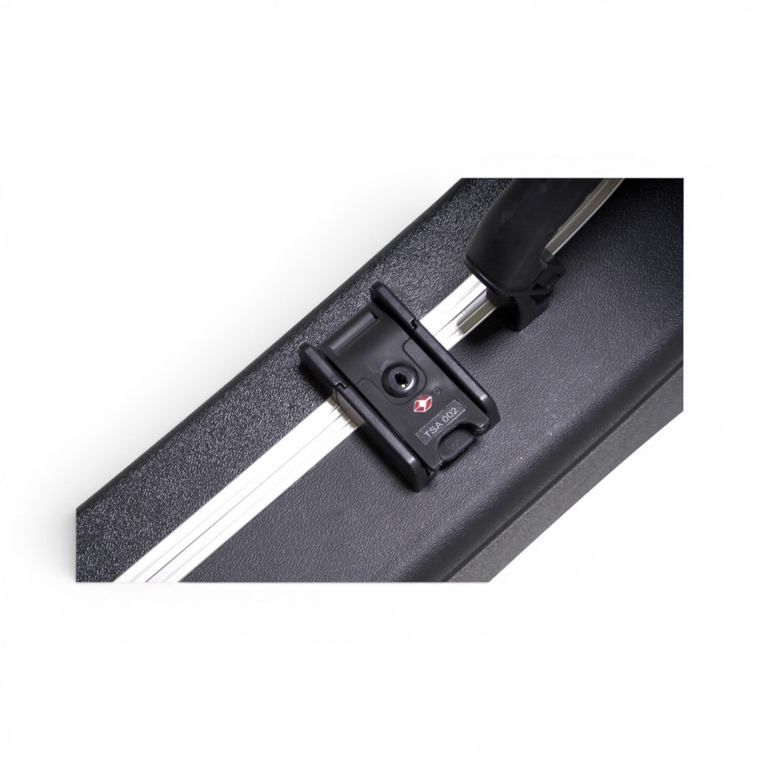 Close-up of TSA-approved lock on Thin Body Guitar Case - Semi-Hollow Guitar Case, ensuring secure and compliant air travel for electric guitars.