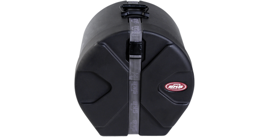 Front view of 11 x 13 Tom Drum Case with Roto-molded design and secure strap, ideal for percussion transport and protection.