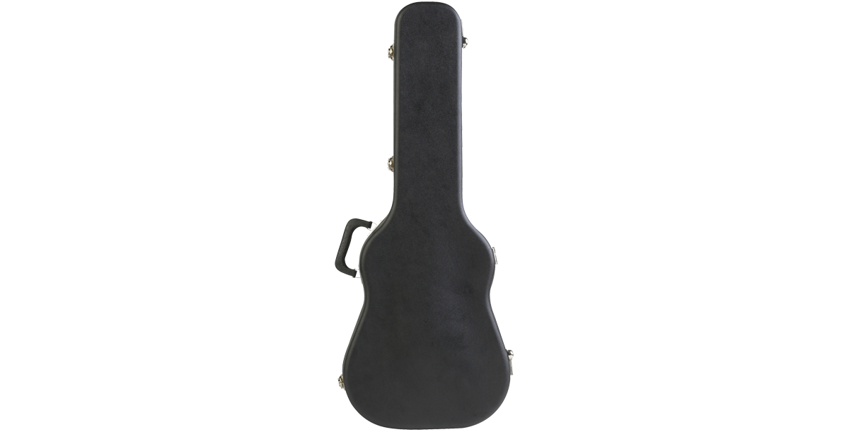 Back view of Baby Taylor Martin LX Guitar Case - Protect with Style, displaying the full-length hinge and textured hard shell for durability.