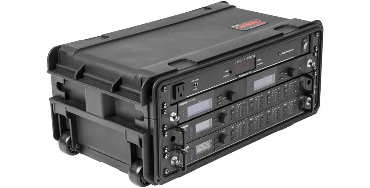 4U Injection Molded 11" Deep Rack w/Wheels, Black