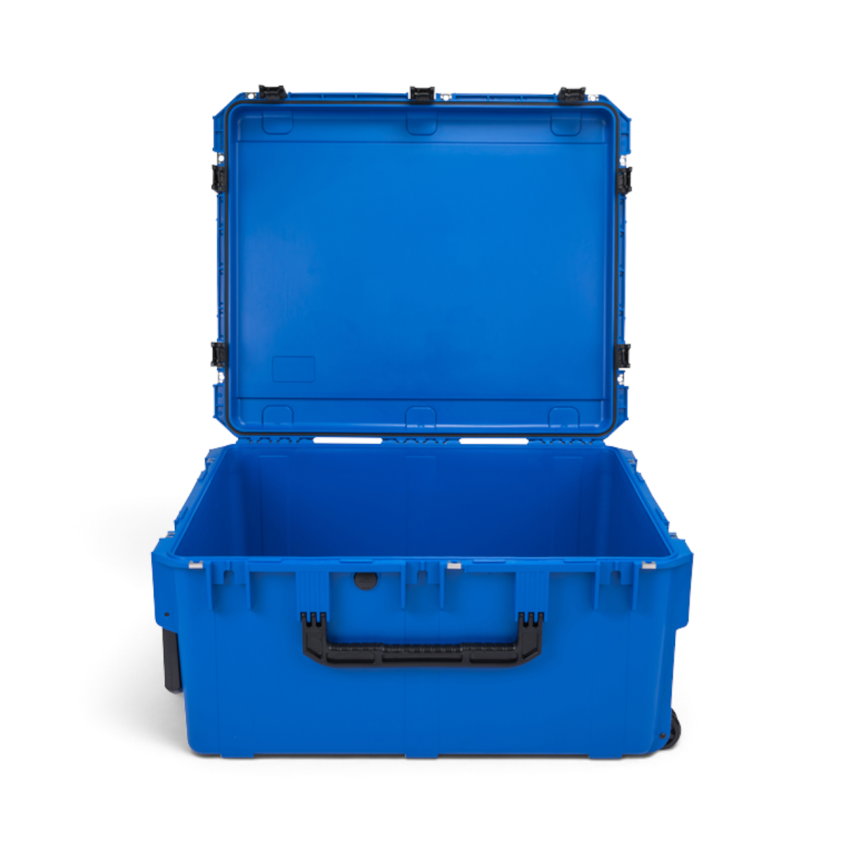SKB Cases iSeries 3026-15 blue waterproof injection molded equipment case with open lid and rubber grip handle