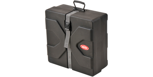 Durable Roto Snare Drum Case with patented Roto-X design, angled side view showing reinforced corners and ergonomic grip handle.