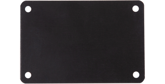 2 x 3 metal label plate with four corner holes for mounting, ideal for durable labeling and organizing in home or pro audio rack cases.