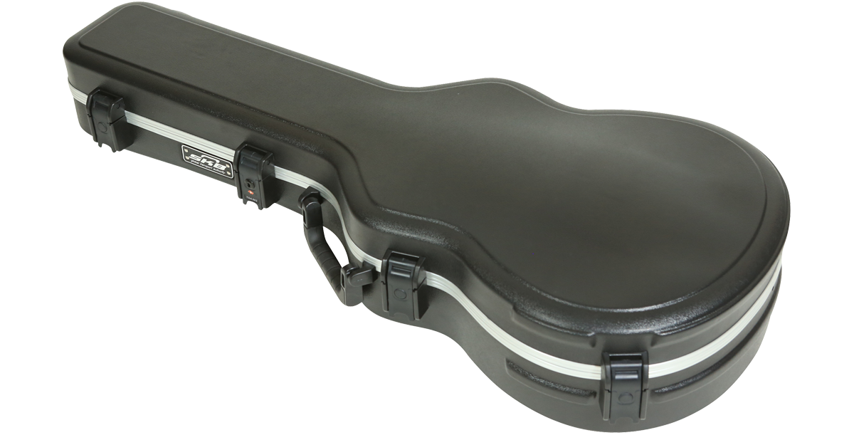 Closed Taylor GS Mini Acoustic Case with reinforced edges and ergonomic handle, designed for secure and easy guitar transportation.