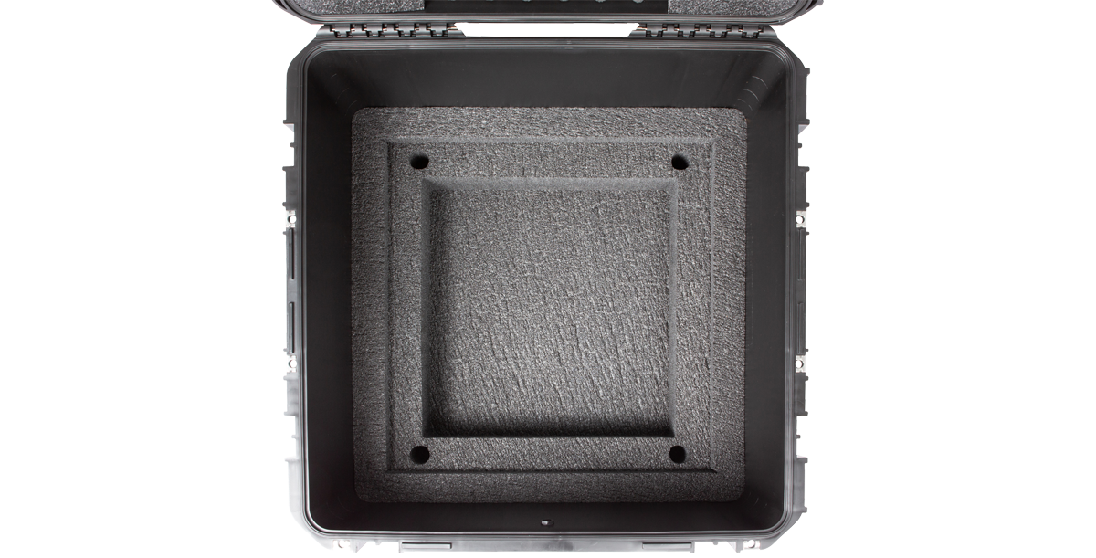 20" Fly Rack Case - iSeries Injection Molded interior view with foam insert, offering shock-resistant support for rack gear.