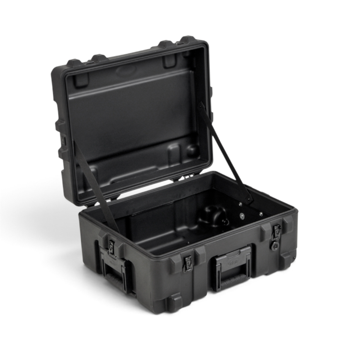 SKB Cases rSeries 2217-10 black roto-molded waterproof equipment case with stainless steel latches and open lid