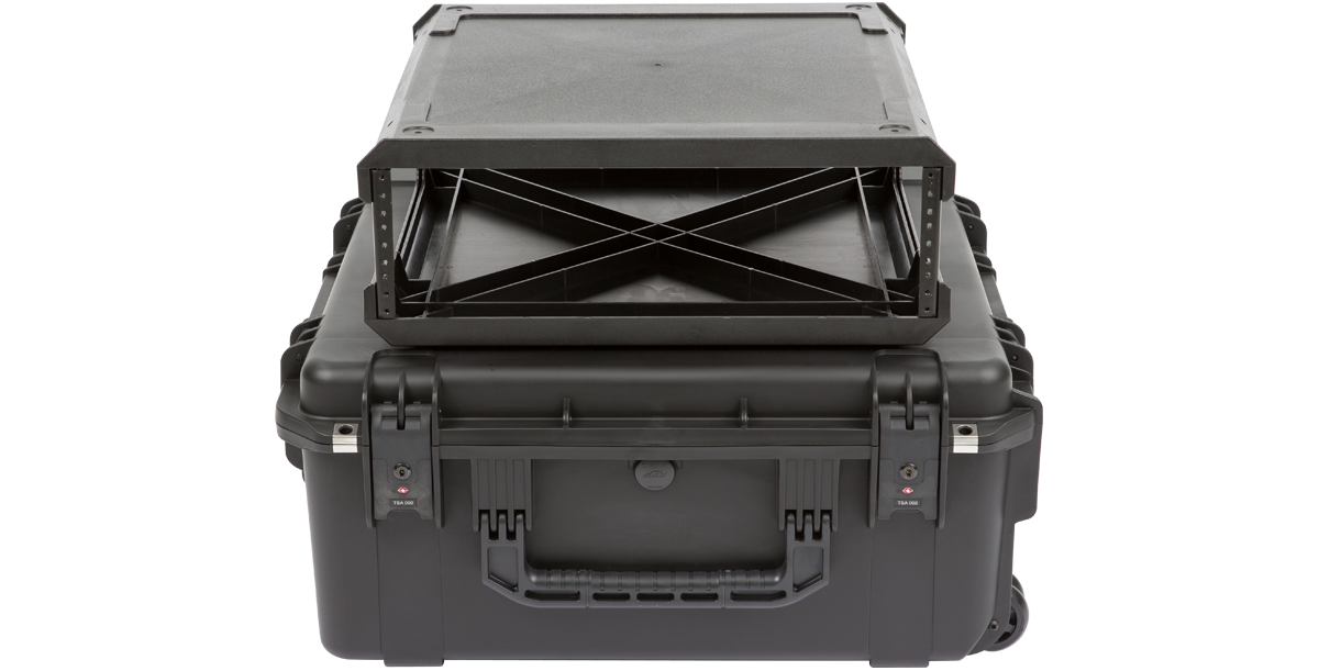 Lightweight Injection Molded Fly Rack - 3U iSeries shown detached from case, highlighting internal rack structure for secure equipment mounting.