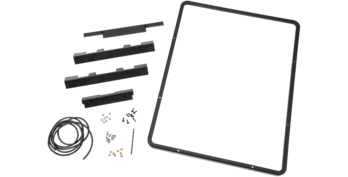 Complete iSeries 2217 Mounting Ring Kit showing all included hardware and accessories for 3i-2217 case panel integration.