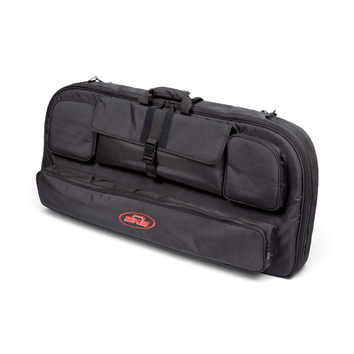 SKB Cases black archery backpack with multiple accessory pockets and durable 600 Denier construction for 42 inch bows.