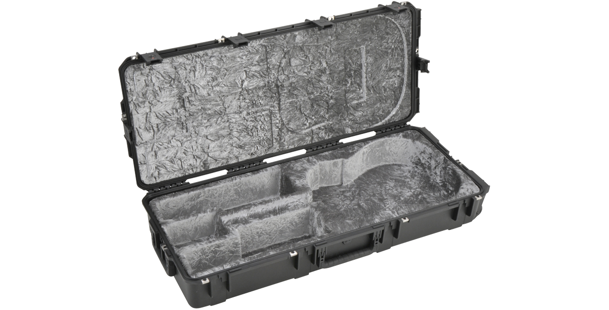 Empty iSeries Waterproof Guitar Case showing custom-molded interior for dreadnought guitars, ideal for moisture-proof and impact protection.