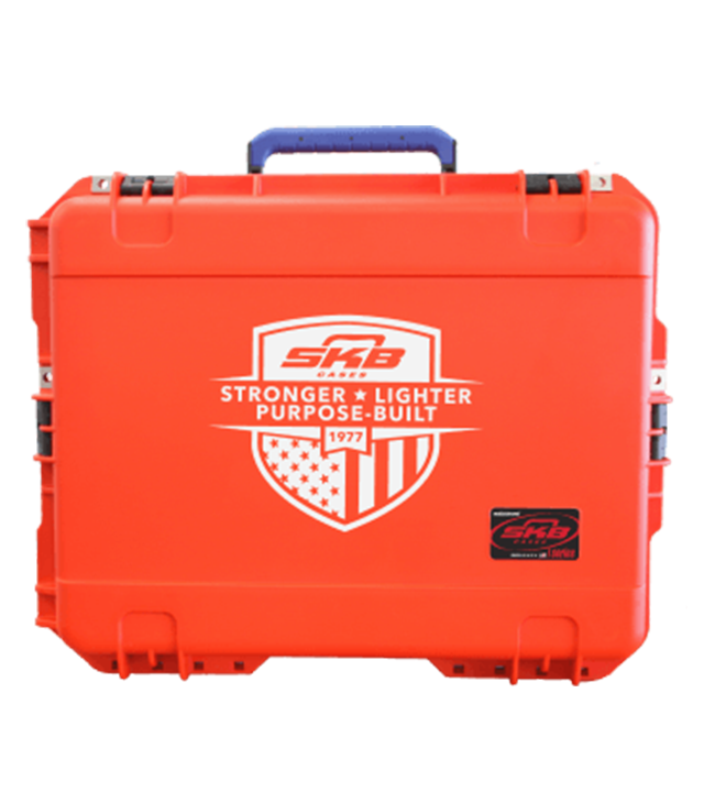 Orange SKB case with logo on a white background