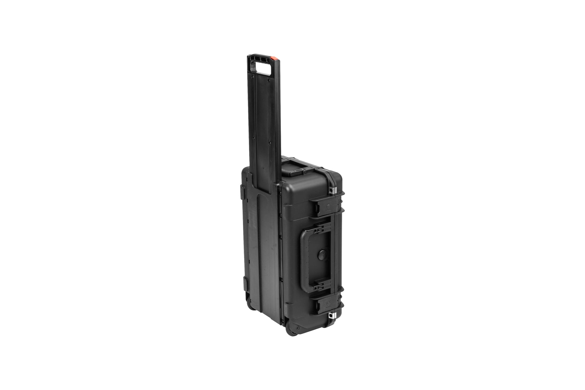 Black portable case with handle on a white background