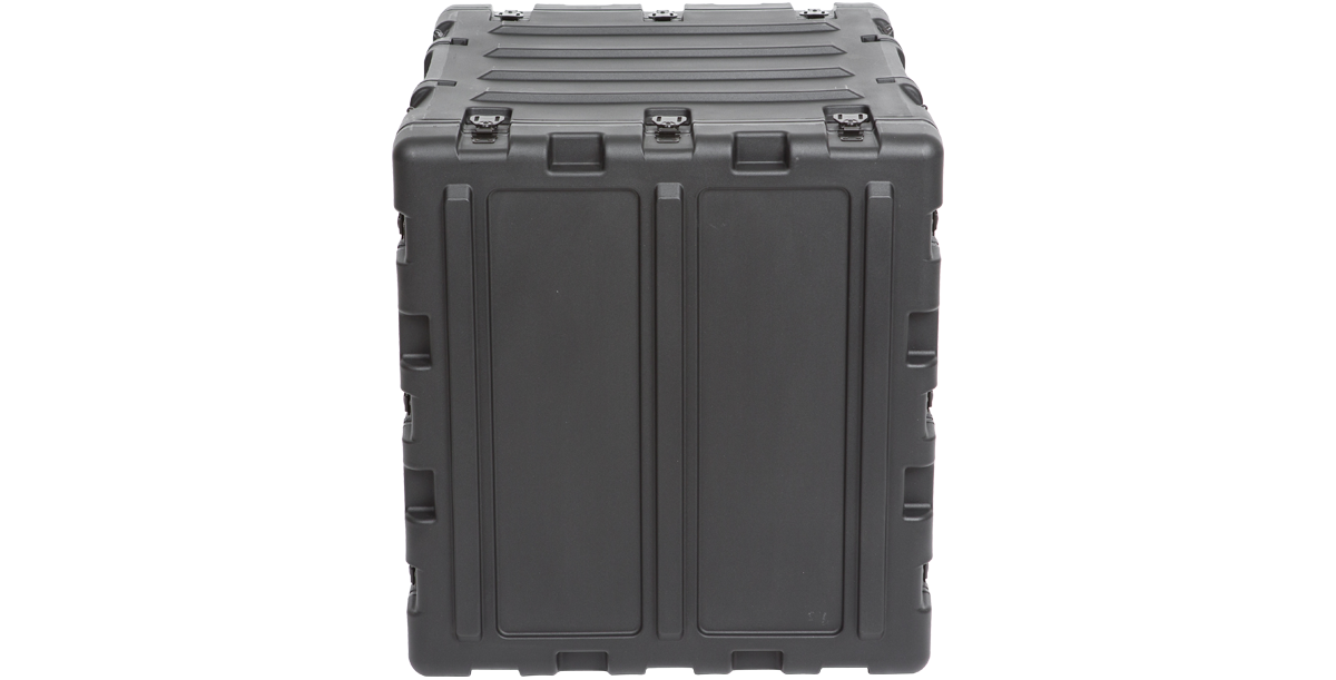 Rear view of 11U 20-inch shockproof rack, showing solid black shell and reinforced edges for maximum durability and safety.