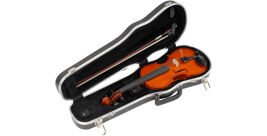 Violin Viola Deluxe Case - Instrument Protection featuring interior bow holders and padded compartments for violin or viola safety and organization.