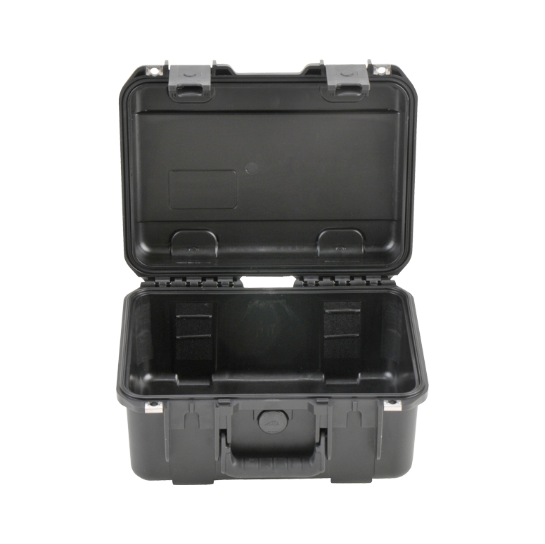 Front view of open iSeries 1309-6 waterproof case highlighting deep interior space and reinforced lid design for impact resistance.