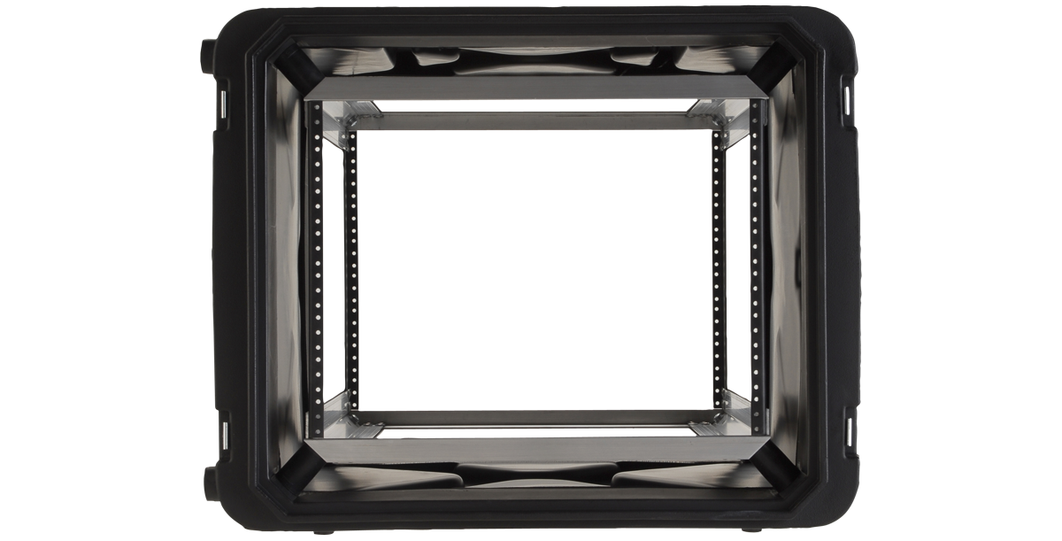 Top view of 20-inch rSeries Shock Rack showing internal shock-mounted frame for secure gear protection in rugged environments.