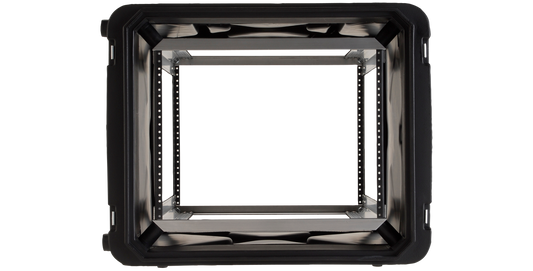 Top view of 20-inch rSeries Shock Rack showing internal shock-mounted frame for secure gear protection in rugged environments.