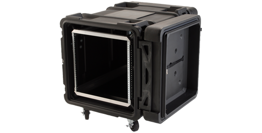 30-Inch Shock Rack - Durable rSeries Case with open front view showing deep server mounting space and aluminum frame for IT equipment.