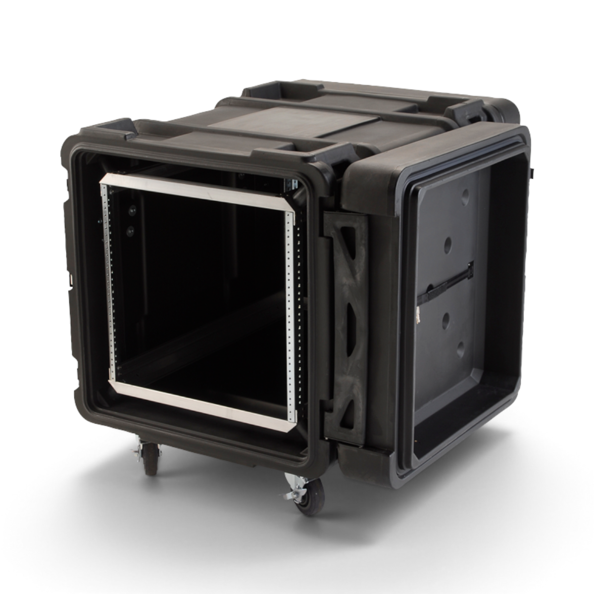 30-Inch Shock Rack - Durable rSeries Case with open front view showing deep server mounting space and aluminum frame for IT equipment.