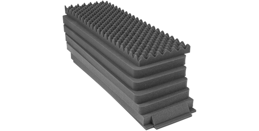 Layered foam replacement for 3i-3913-12 cases with egg-crate top layer, ideal for customizing protection in single-lid vacuum accessory kits.