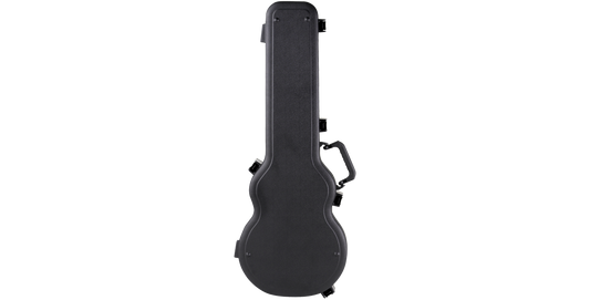 Closed Les Paul® Guitar Case with TSA Locks, showcasing its durable exterior and molded shape for optimal guitar protection.