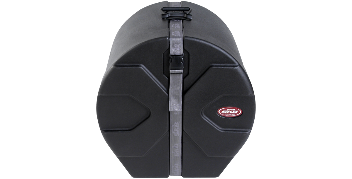 14x16 Marching Bass Drum Case with durable molded shell and secure strap closure for reliable protection and easy transport.