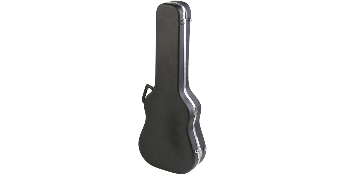 Angled rear view of Baby Taylor Martin LX Guitar Case - Protect with Style, highlighting the molded shape and sturdy handle for easy transport.