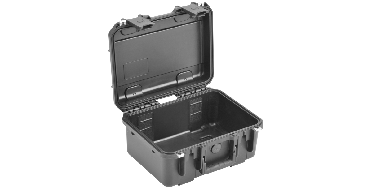 Monochrome open view of iSeries 1309-6 waterproof case emphasizing spacious interior and reinforced construction for accessory kits.