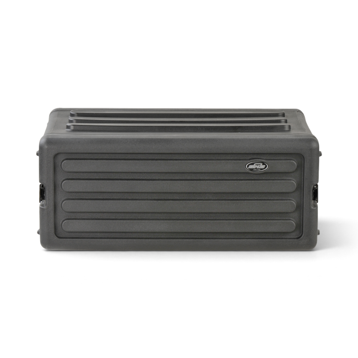 Rear view of 4U Shallow Rack Case - Durable Equipment Storage with sealed back panel and molded ribs for stacking stability.