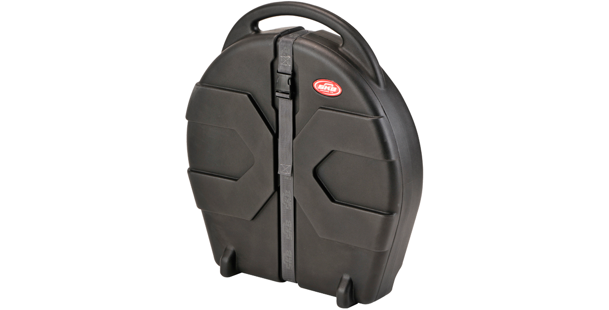 Closed 22 Inch Cymbal Case in SKB Roto-X design with durable molded shell and secure strap for rugged cymbal protection.