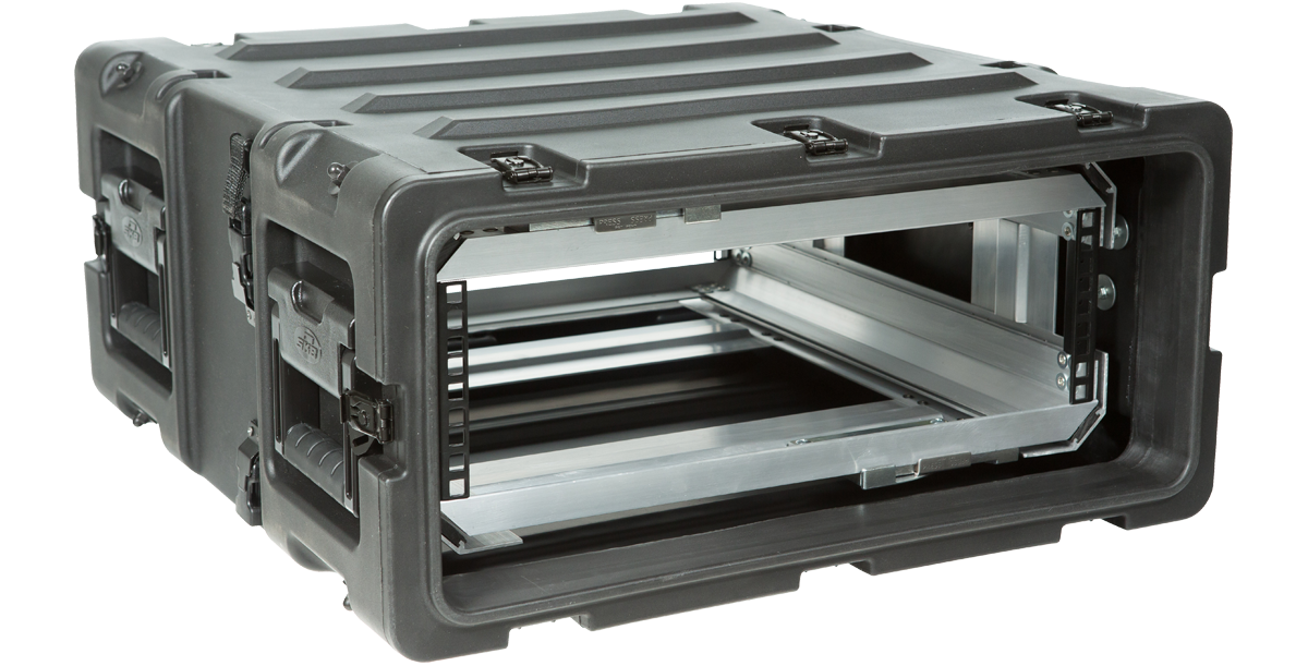 20 Inch Shock Rack - 3U RR Series with open front view showing internal aluminum rack frame, ideal for electronics transport and protection.