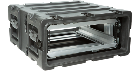 20 Inch Shock Rack - 3U RR Series with open front view showing internal aluminum rack frame, ideal for electronics transport and protection.