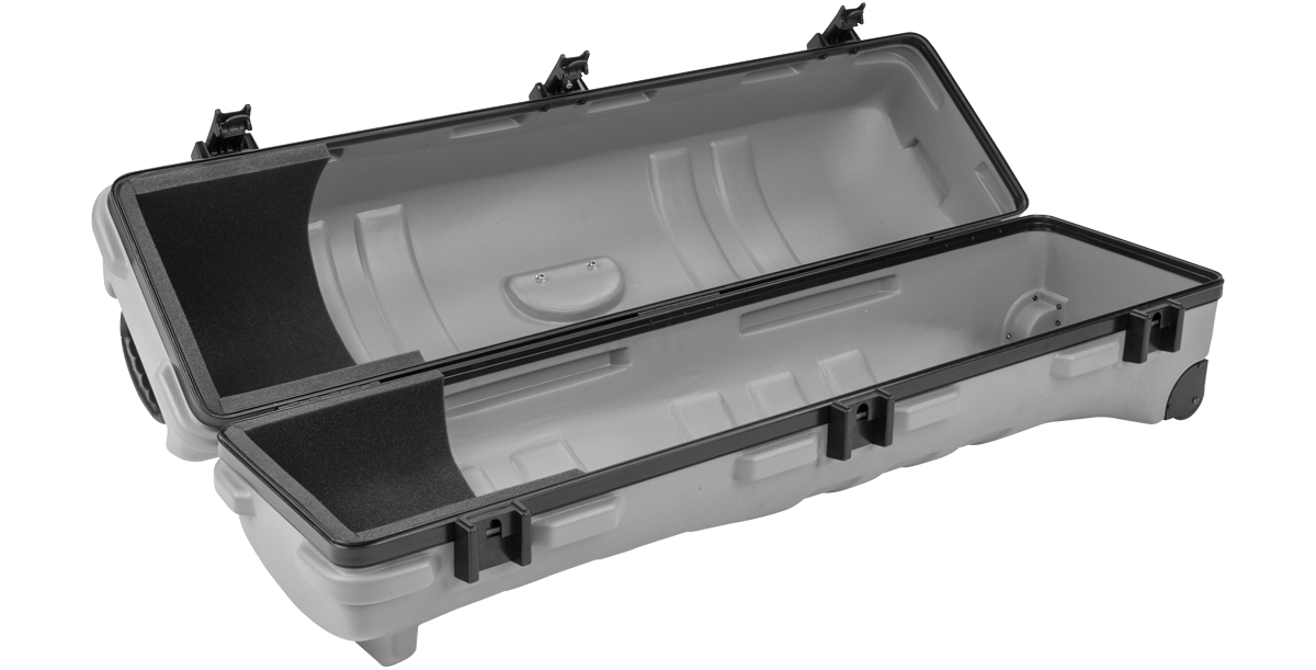 Open ATA Staff Pro XL Golf Travel Case - Grey displaying spacious interior with foam padding for club protection and secure fit.