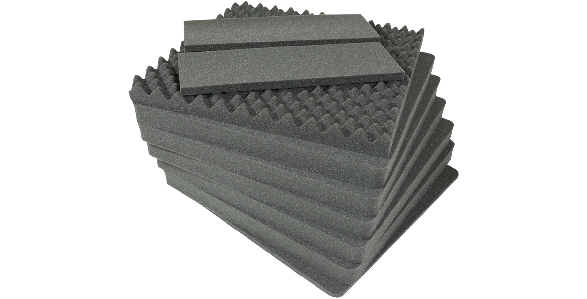 Replacement Foam for 3i-2222-12 iSeries Cases with cubed and convoluted layers for custom fit and secure storage in single-lid protective cases.